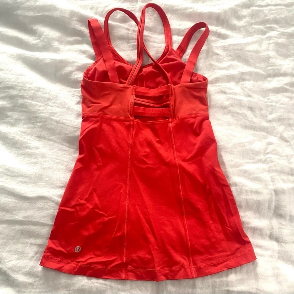 Lululemon Happy Strappy Tank Alarming Red Orange Athletic Top Size 4 Workout
